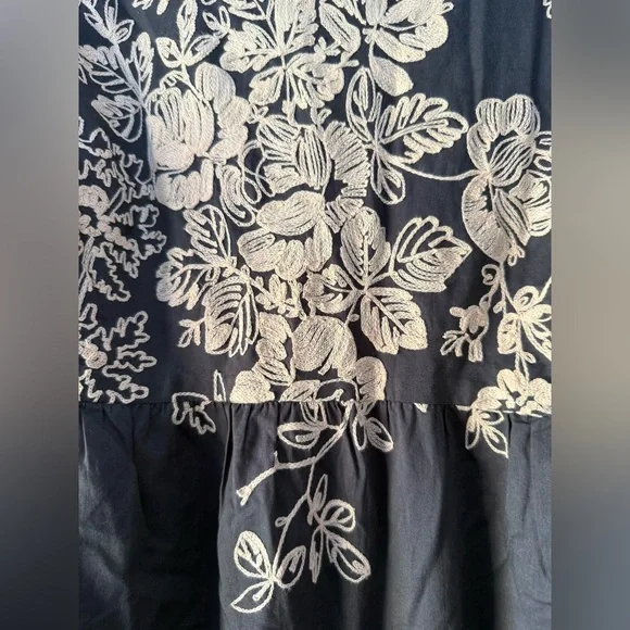 J. Crew Mirabel Embroidered Sleeveless Shift Dress Tan Cream Gray Cotton Size 12 - Picture 6 of 11